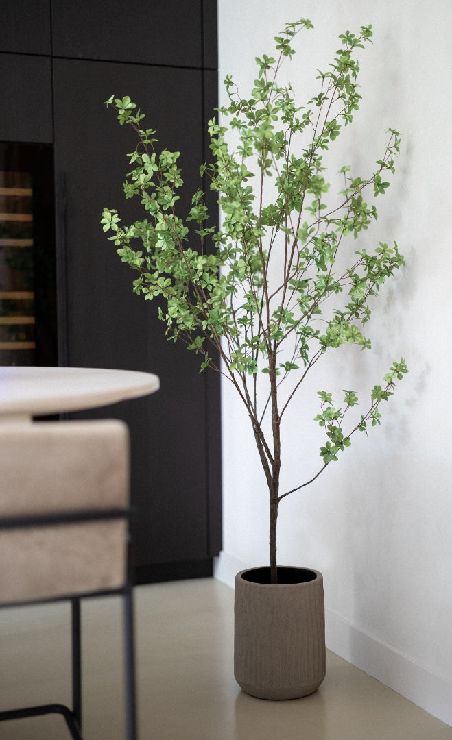 Bloempot met Ribbels - Taupe - 26x18 cm - STILL