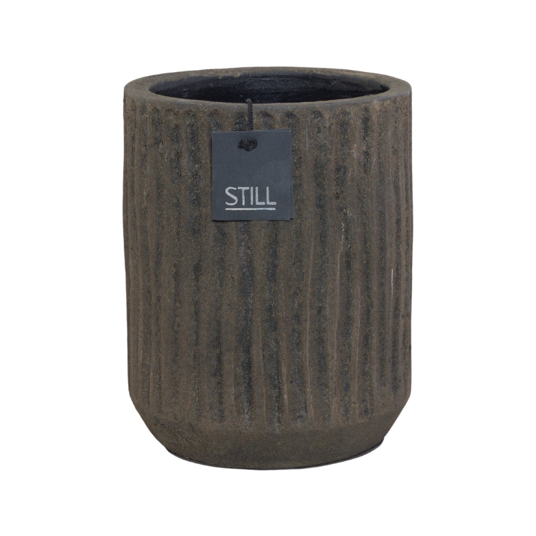 Bloempot met Ribbels - Donkerbruin - 26x18 cm - STILL Dark Brown