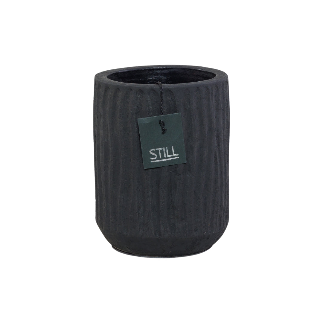 Bloempot met Ribbels - Zwart - 22x16 cm - STILL Black Series