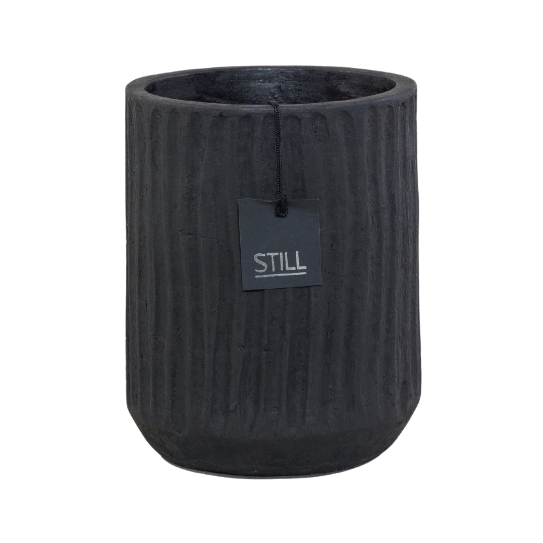 Bloempot met Ribbels - Zwart - 26x18 cm - STILL Black Series