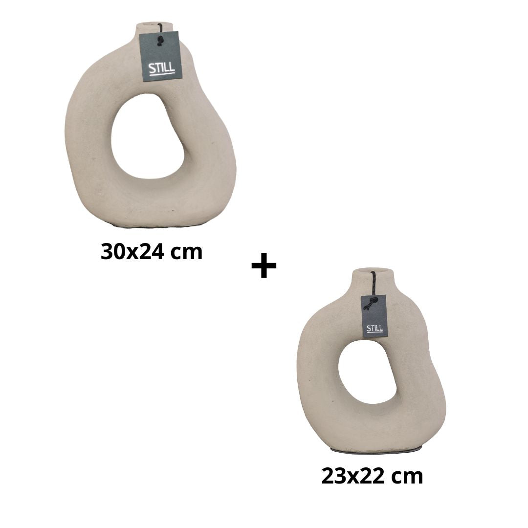 D Vaas - Organische Vorm - Taupe - 30x24 cm en 23x22 cm - STILL Voordeelbundel