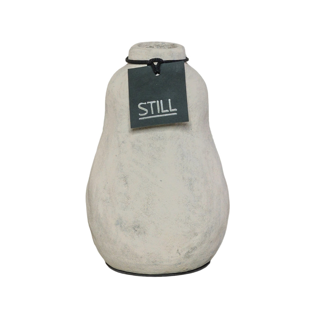 Flesvaas met organische vorm van handgemaakt aardewerk, beige, 24 cm hoog – perfect voor zijden bloemen en droogbloemen.