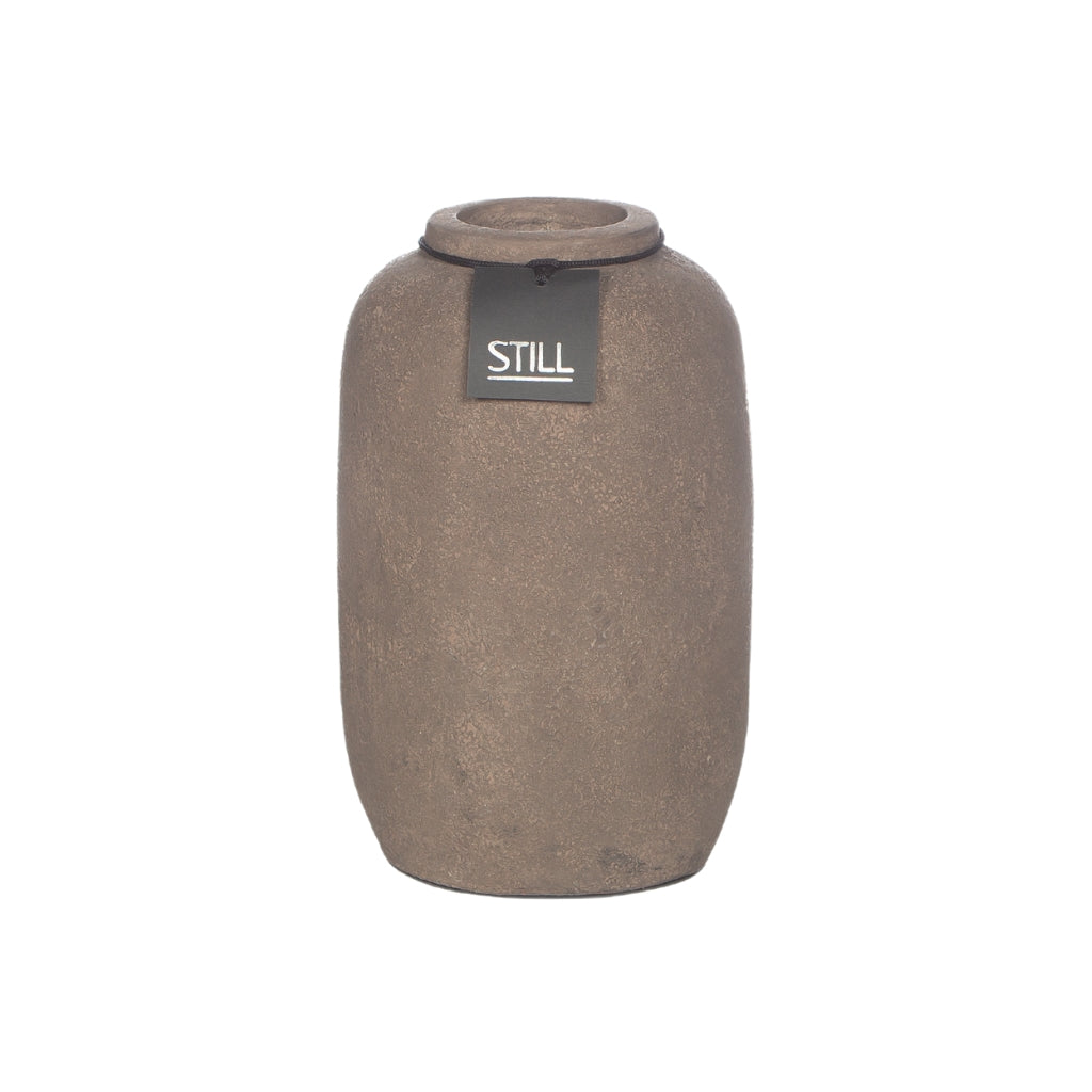 Flesvaas dark van STILL – Handgemaakte aardewerken vaas (30x18 cm) in natuurlijke tinten, perfect voor zijden bloemen of droogbloemen.