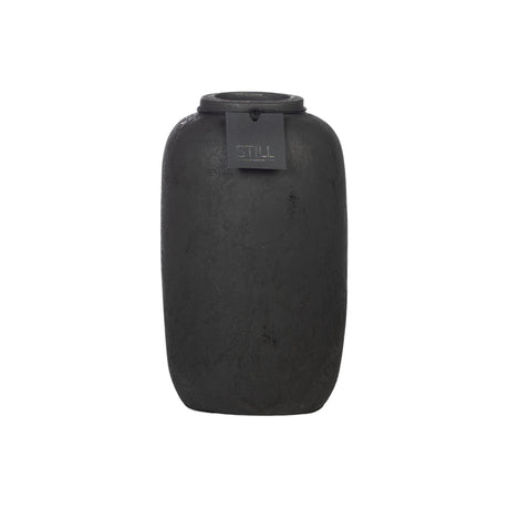 Flesvaas zwart van STILL – Handgemaakte aardewerken vaas (30x18 cm) in natuurlijke tinten, perfect voor zijden bloemen of droogbloemen.
