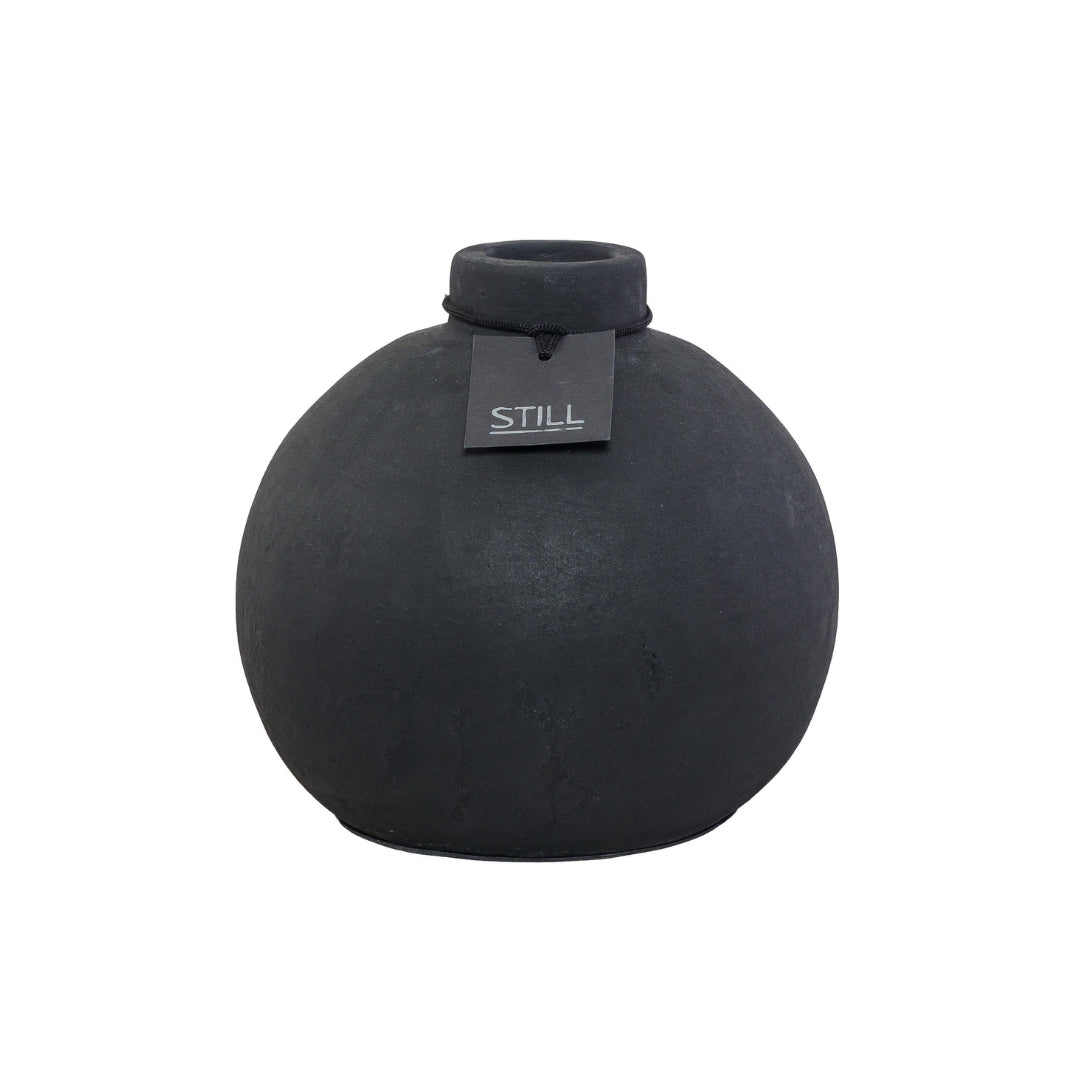 Vaas Kendil - Zwart - 24x22 cm – STILL Black Series, Bolvaas