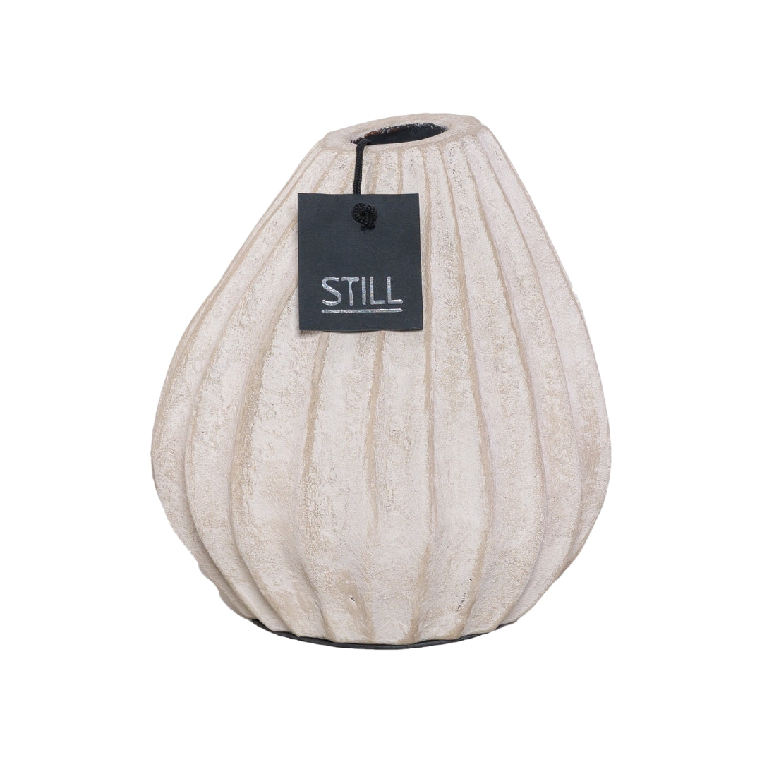 Beige vaas met ribbels