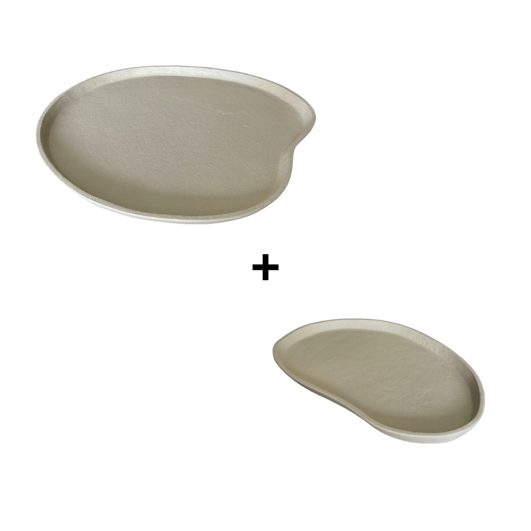 Schalen organische vorm - Beige - 40 en 35 cm - STILL - Voordeelbundel