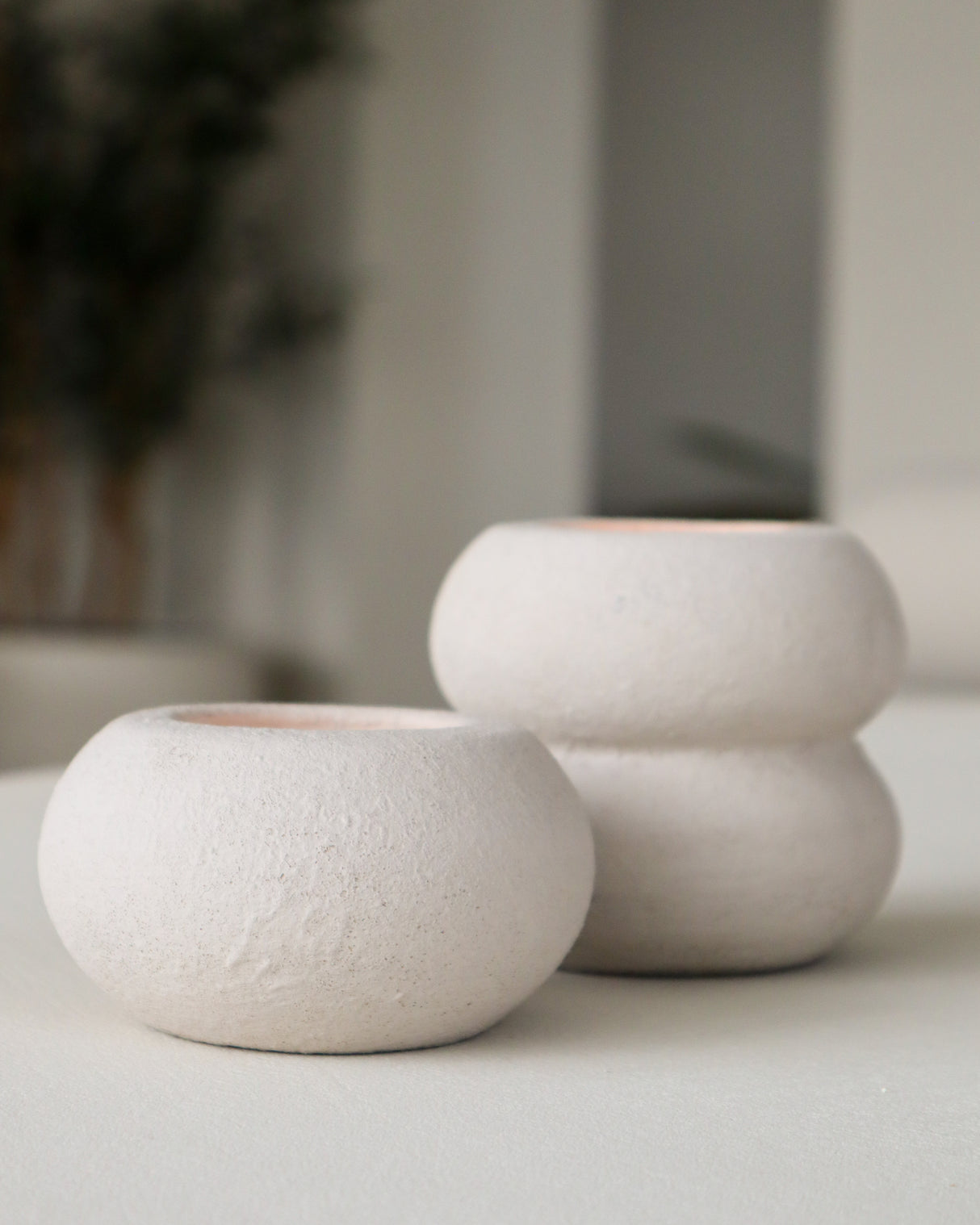 Waxinelichthouder – Theelicht – Rond – Dubbel - 10×8 cm – Beige - STILL