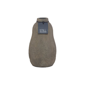 Flesvaas met organische vorm van handgemaakt aardewerk, bruin, 18 cm hoog – perfect voor zijden bloemen en droogbloemen.