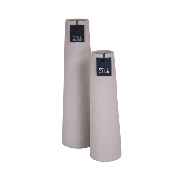 Gerippte Vasen hoch Beige 50x14 und 40x12 cm - STILL- Bundle-Vorteil