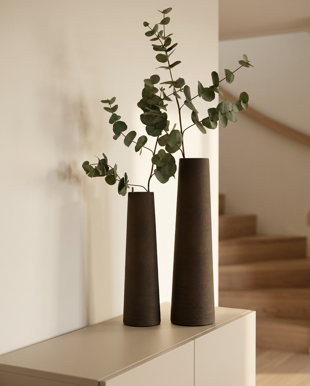 Hoge Gladde Vaas Espresso 50x14 cm
