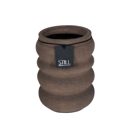 Plantenpot met brede ribbels – Espresso – 29x24 cm – STILL