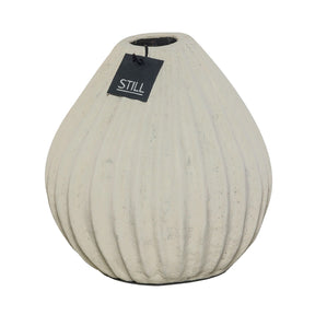 Grote beige Vaas met ribbels