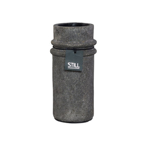 Handgemaakte STILL vaas met ribbels, cilinder vorm, earth, aardewerk, 31x13 cm, geschikt voor droogbloemen en interieurdecoratie.