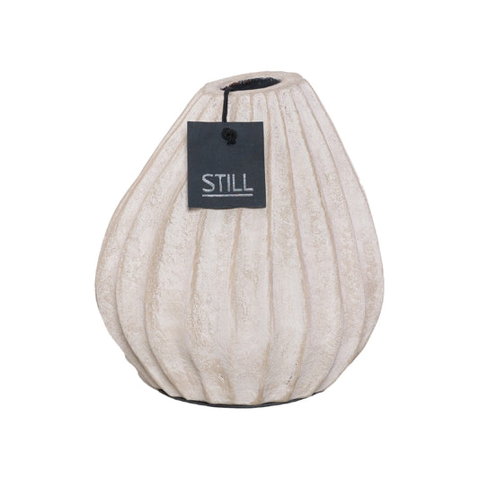 Beige vaas met ribbels