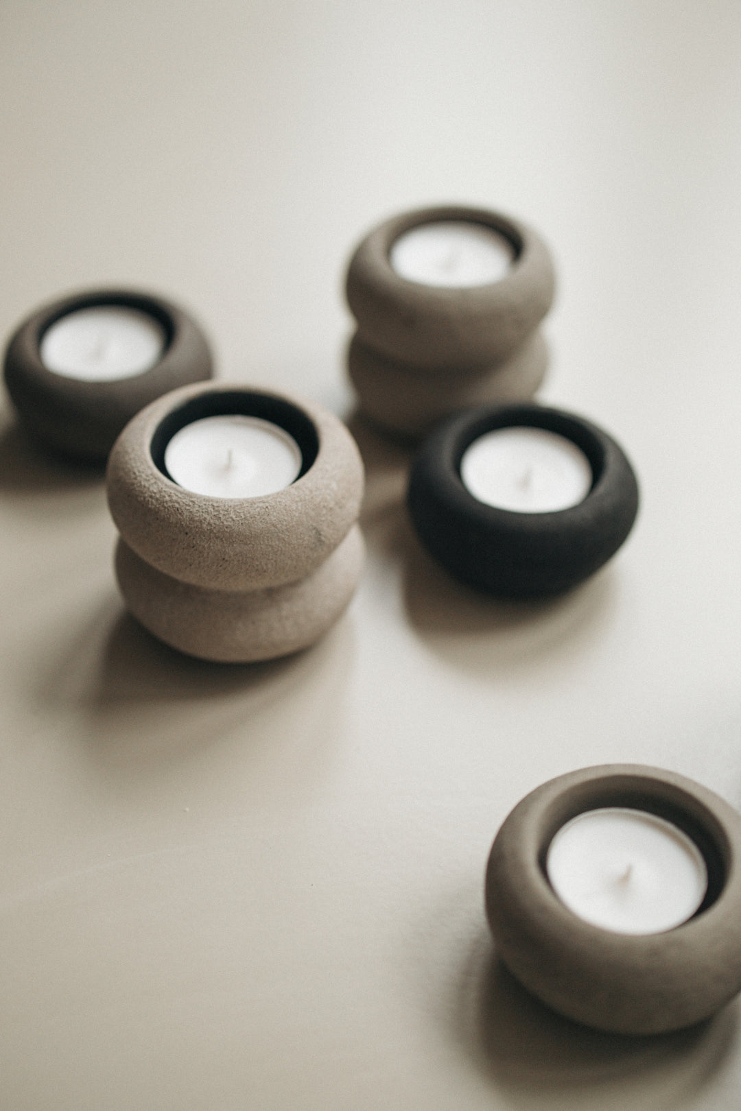 Waxinelichthouder - Maxi - Dubbel - Taupe - 10x8 cm - STILL