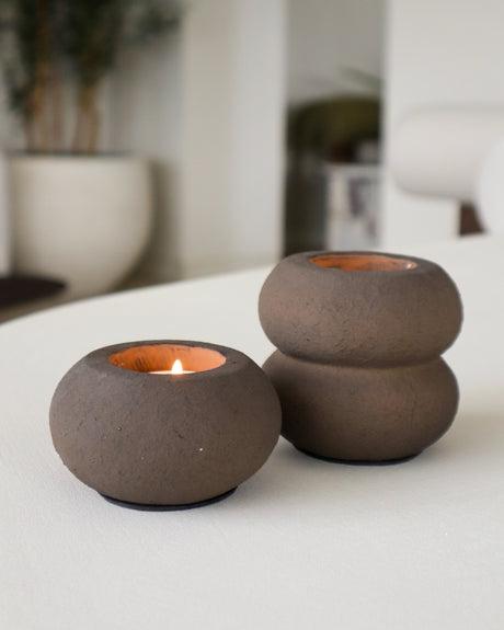 Waxinelichthouder – Theelicht – Rond – 10×5 cm – Espresso - STILL