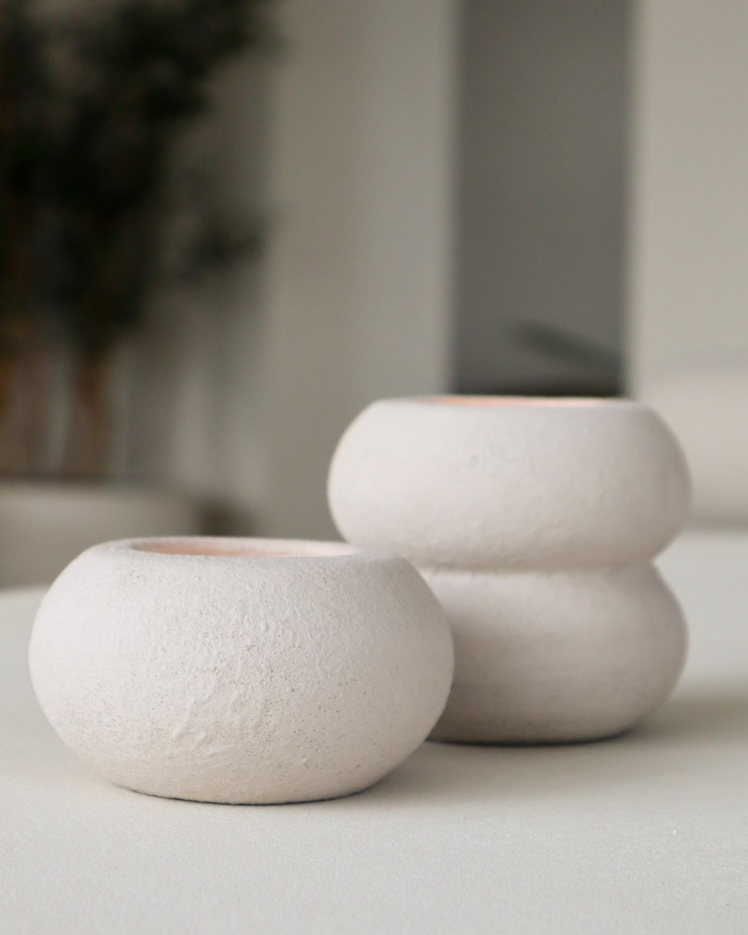 Waxinelichthouder – Theelicht – Rond – Dubbel - 10×8 cm – Beige - STILL