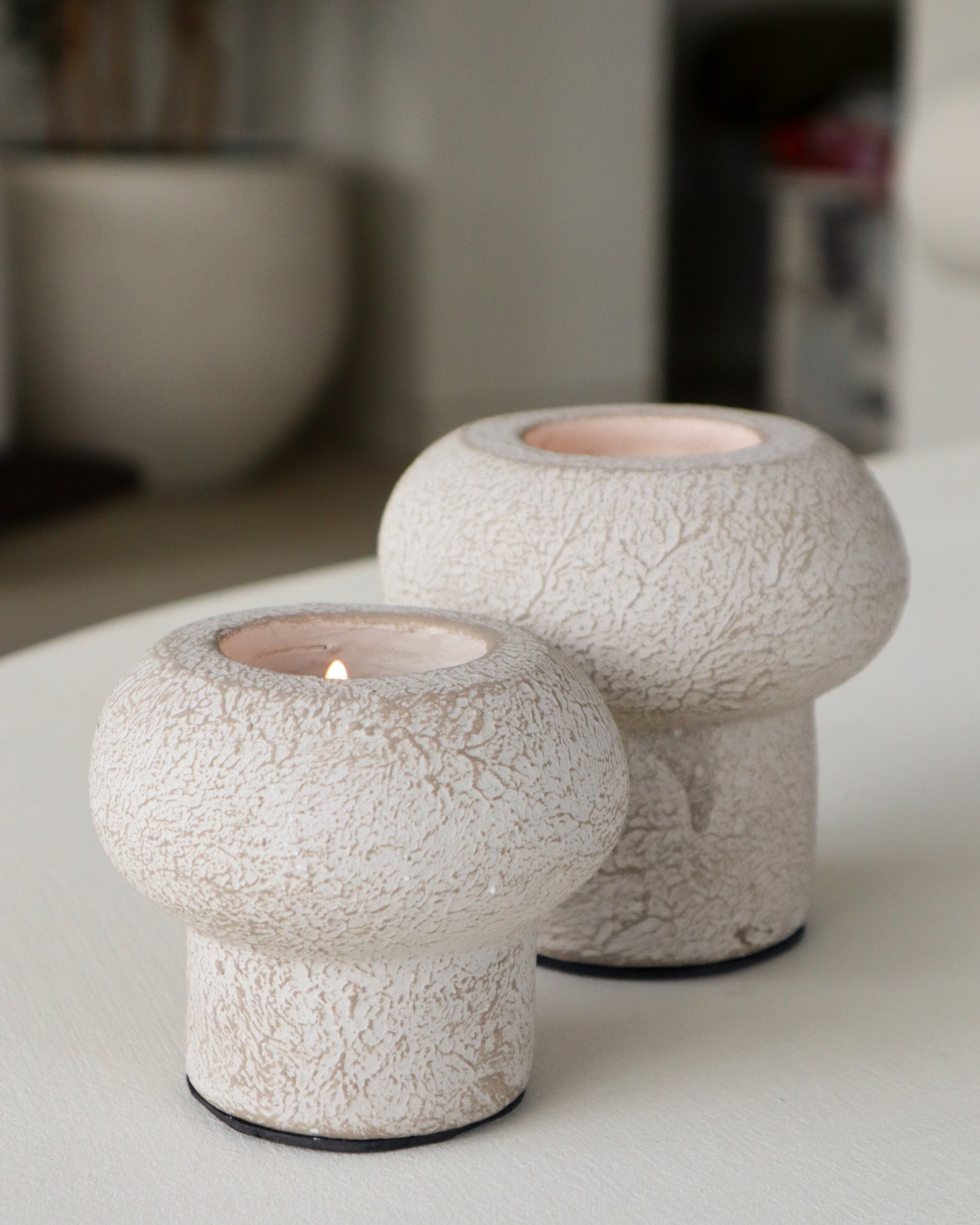 Waxinelichthouder op voet – Theelicht – Rond – 10×10 cm – Light - STILL