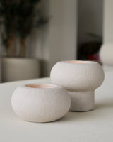 Waxinelichthouder – Theelicht – Rond – 10×5 en 8×8 cm – Beige - STILL - Bundelvoordeel