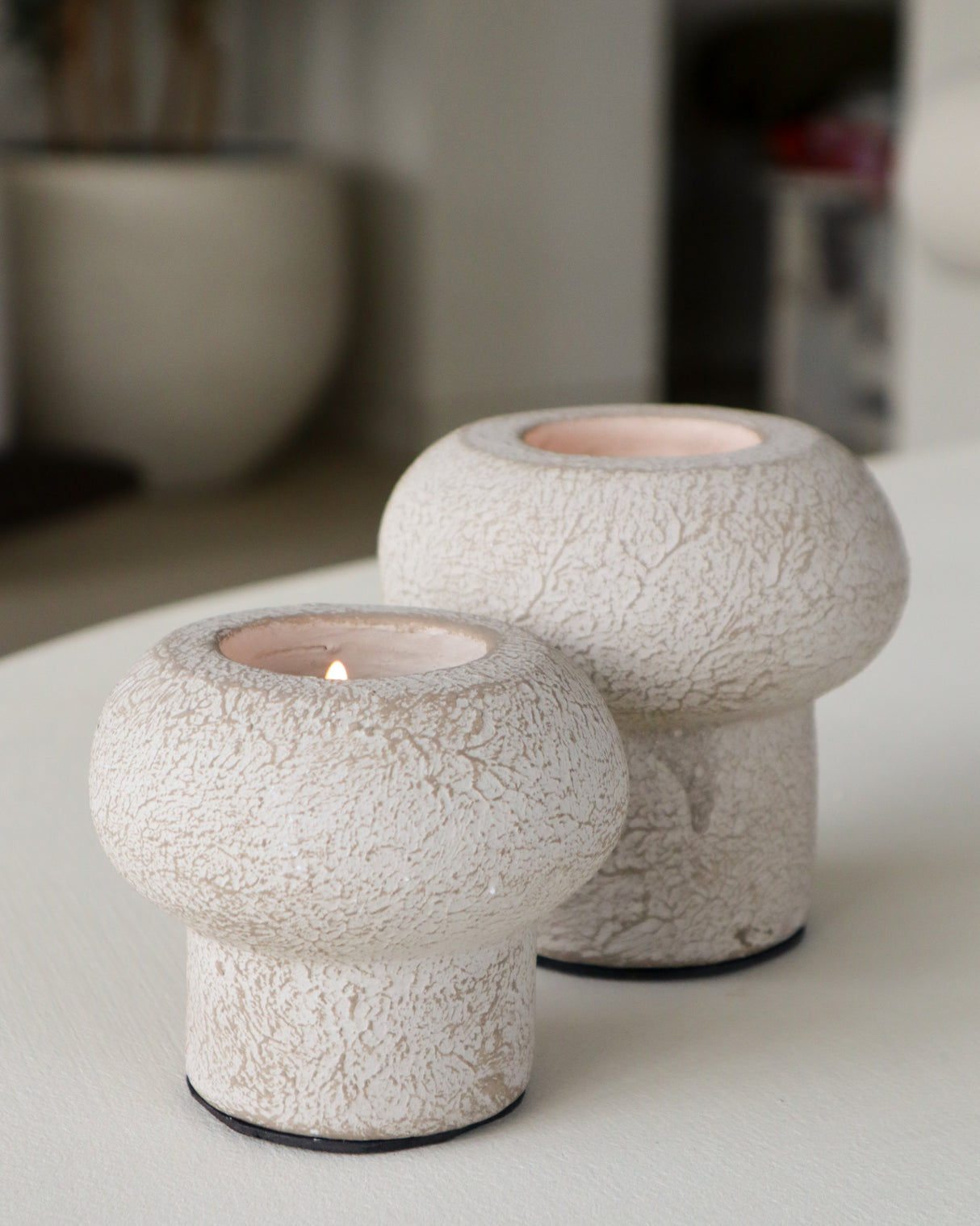 Waxinelichthouder op voet – Theelicht – Rond – 8x8 cm – Light - STILL