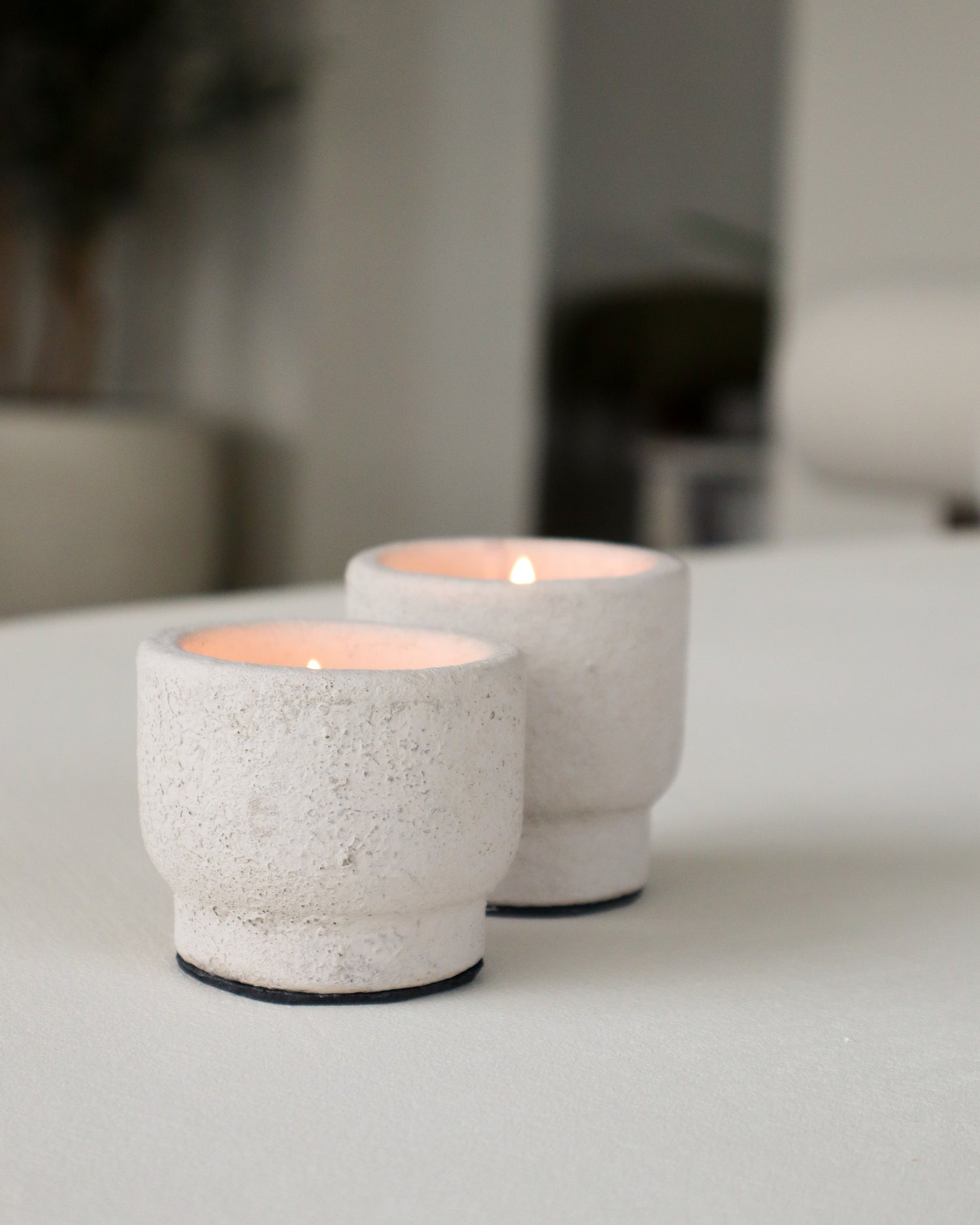 Waxinelichthouder set - Theelicht – 6,5x6,5 en 5,5x6,5 cm - Beige - STILL