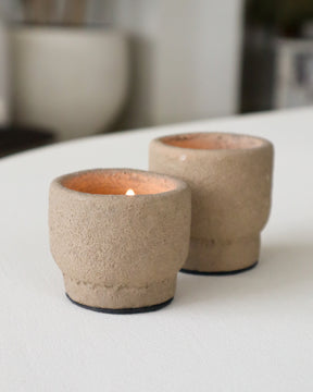 Waxinelichthouder set - Theelicht – 6,5x6,5 en 5,5x6,5 cm - Latte - STILL