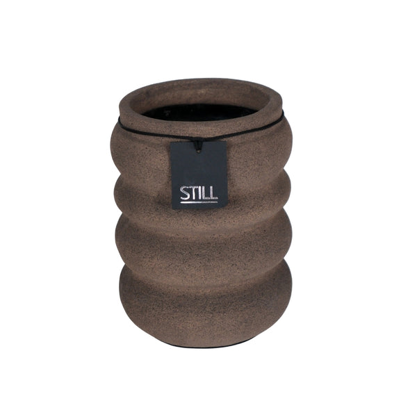 Geribbelde Plantenpot Espresso 25x19 cm | STILL Collection