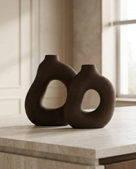 D Vaas Organische Vorm Espresso 30x24 cm | STILL Collection